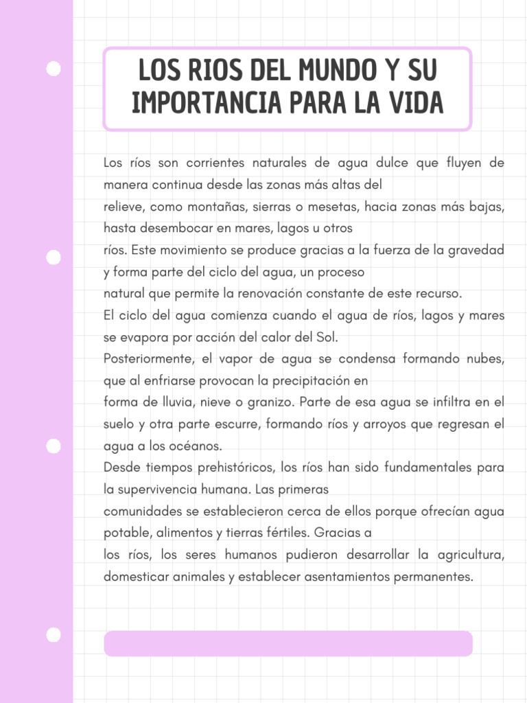 Los Rios Del Mundo y Su Importancia para La Vida | PDF | Agua | Río