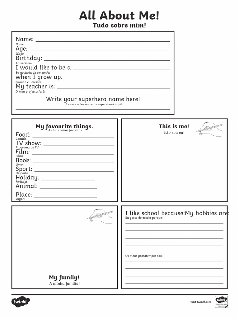 Pt t t 8487 All About Me Activity Sheet English Portuguese Twinkl (1) | PDF