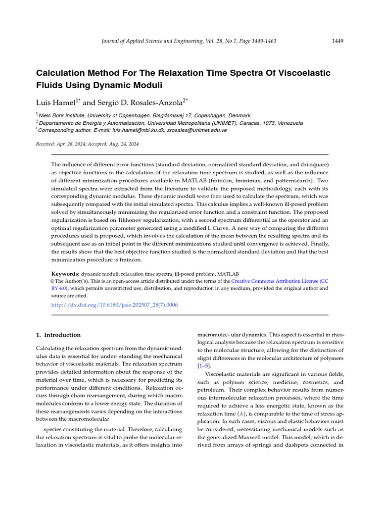 Calculation Method For The Relaxation Time Spectra | PDF ...