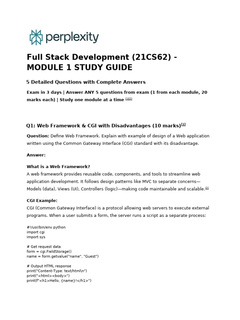 Full Stack Development (21CS62) - MODULE 1 STUDY G | PDF | Model–View ...