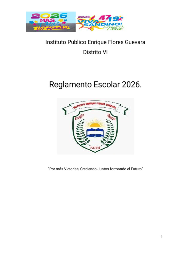Reglamento Escolar | PDF | Educación de la primera infancia