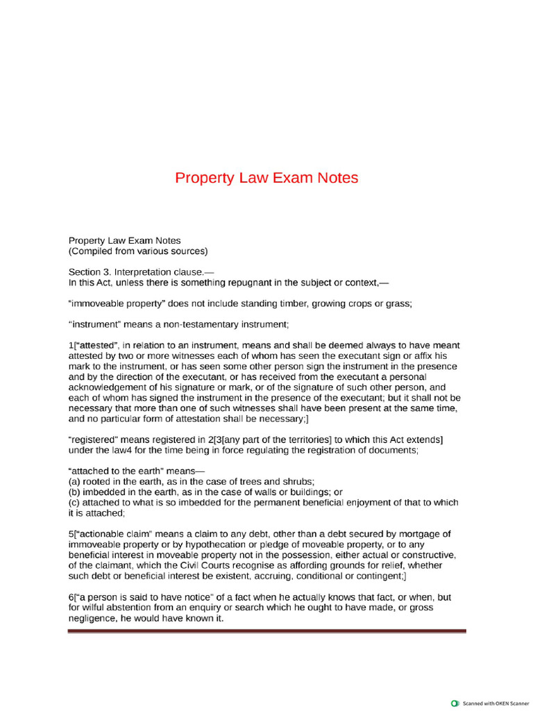 Property Law Exam Notes | PDF