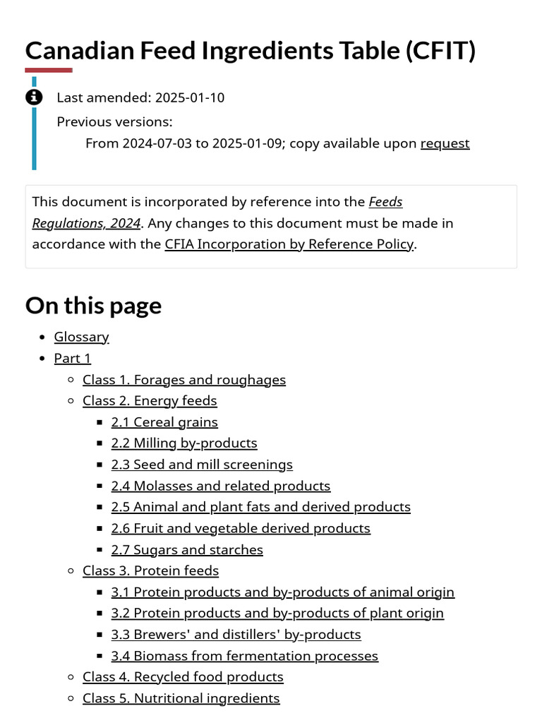 Canadian Feed Ingredients Table (CFIT) | PDF | Cereals | Flour