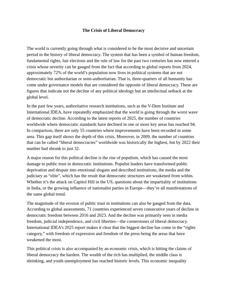 The Crisis of Liberal Democracy | PDF | Liberal Democracy | Democracy