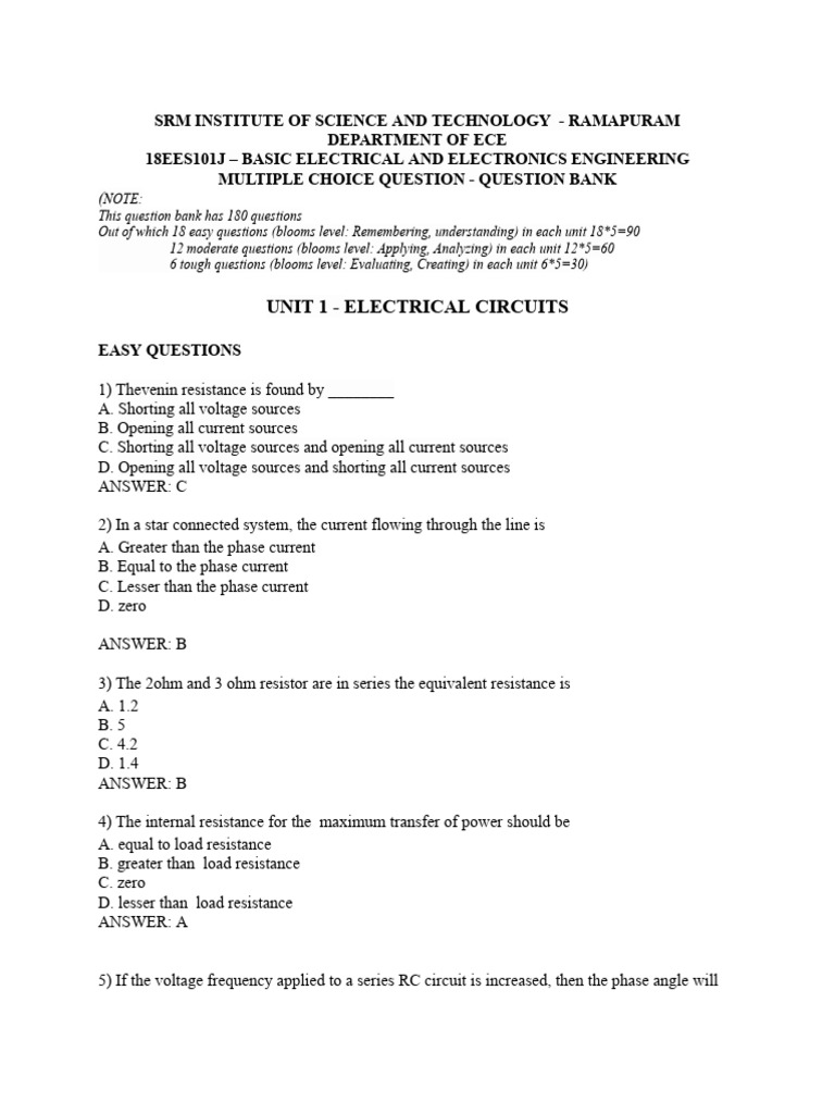 BEEE Question Bank.docx | PDF | Electric Motor | P–N Junction