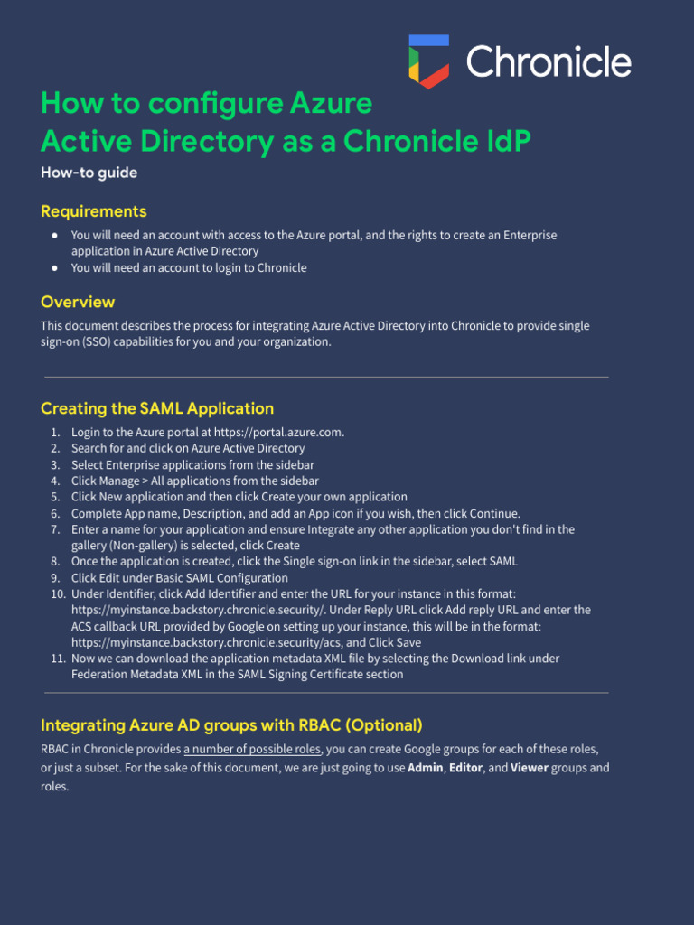 (Chronicle) How To Configure Azure Active Directory As A Chronicle IdP ...