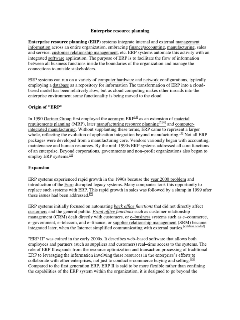 Enterprise Resource Planning | PDF | Enterprise Resource Planning ...