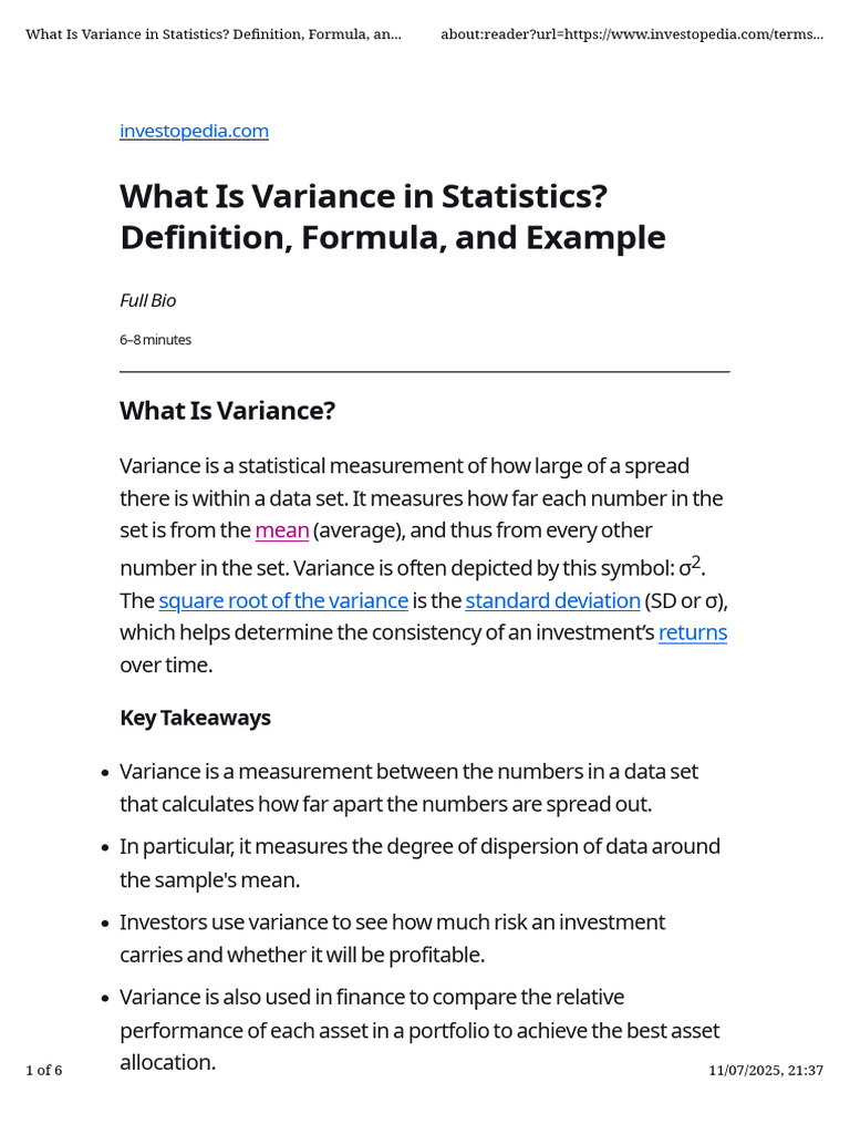 Ok Variance | PDF | Variance | Standard Deviation
