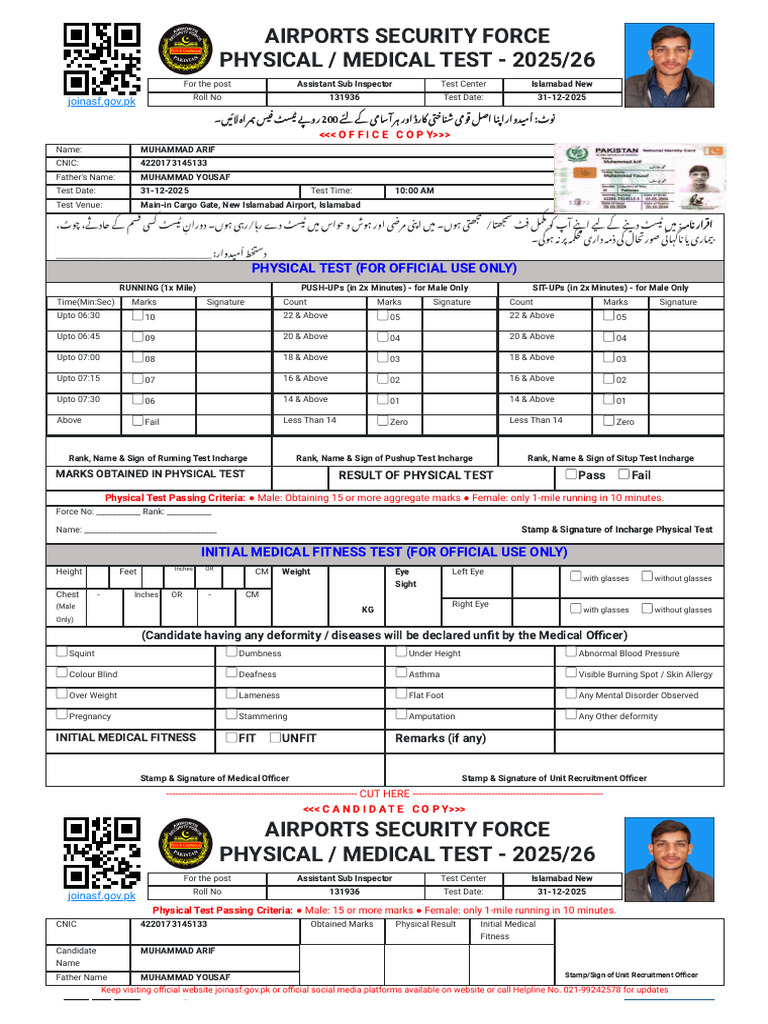 Test Slip - Join ASF | PDF | Diseases And Disorders | Medical Specialties