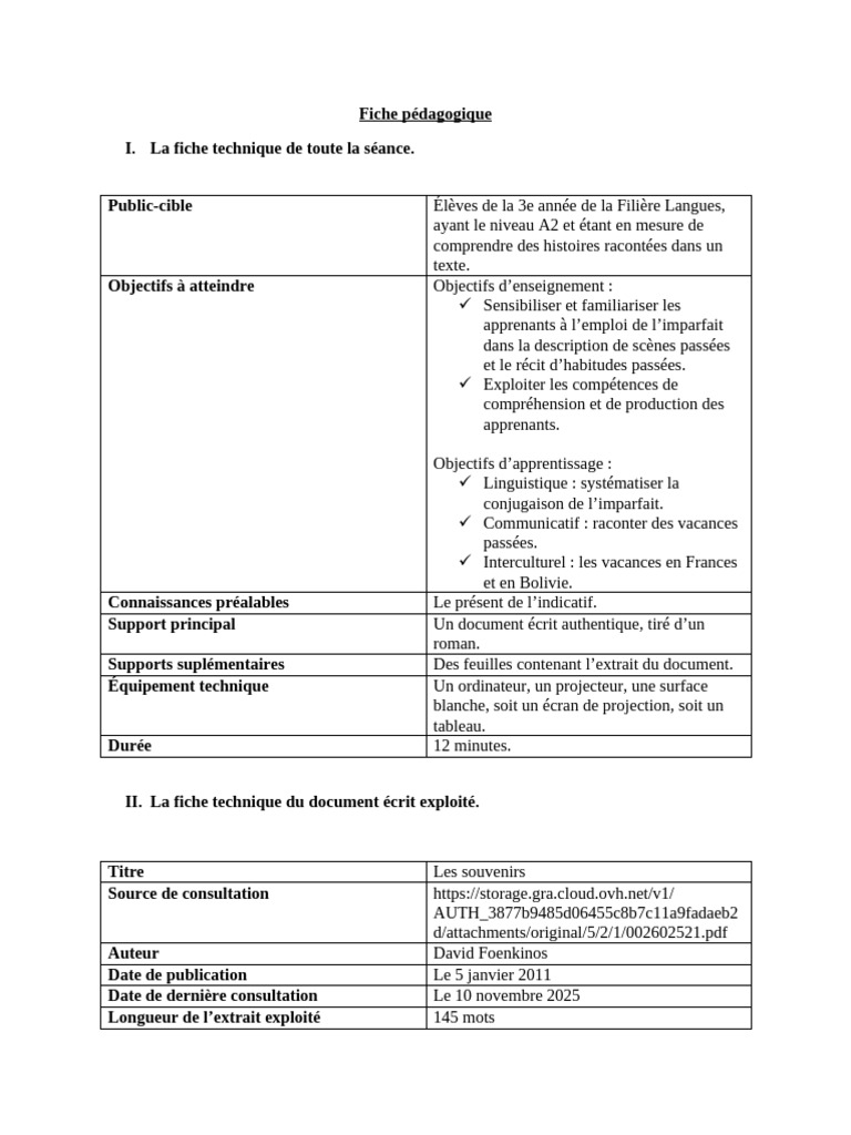 Fiche Pédagogique | PDF | Pédagogie