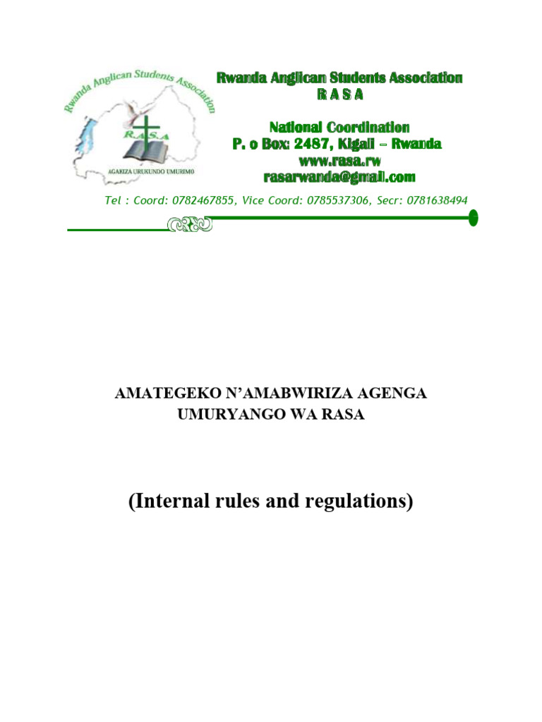 Internal Rules and Regulations of Rasa | PDF
