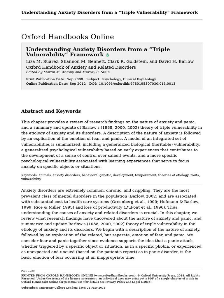 oxford | PDF | Anxiety | Fear