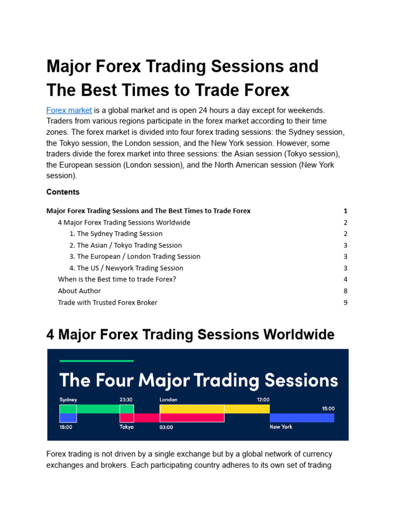 Forex Trading Sessions and The Best Times To Trade | PDF | Foreign ...