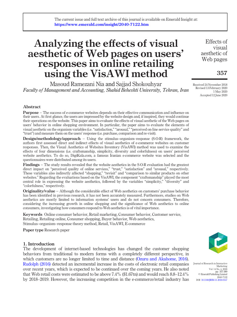Analyzing The Effects of Visual | PDF | Aesthetics | Online Shopping