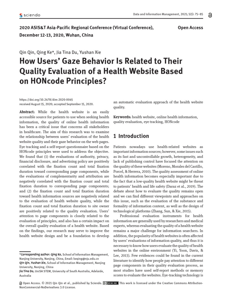 User Behaviour Quality Website Health | PDF | Usability