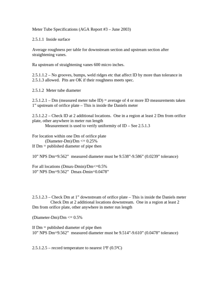 Meter Tube Specifications | PDF