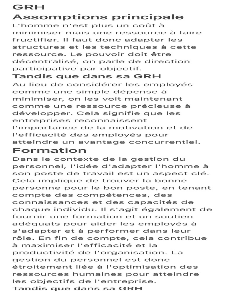 Tandis Que Dans Sa GRH | PDF | Gestion des ressources humaines | Business