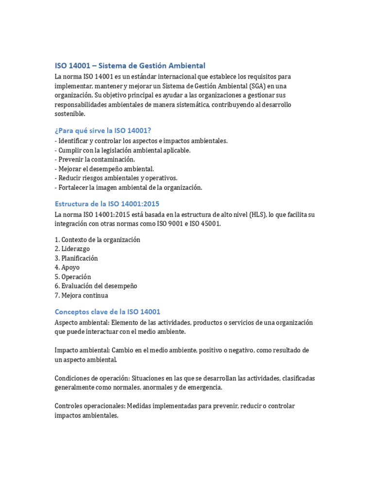 ISO 14001 Explicacion Basica | PDF