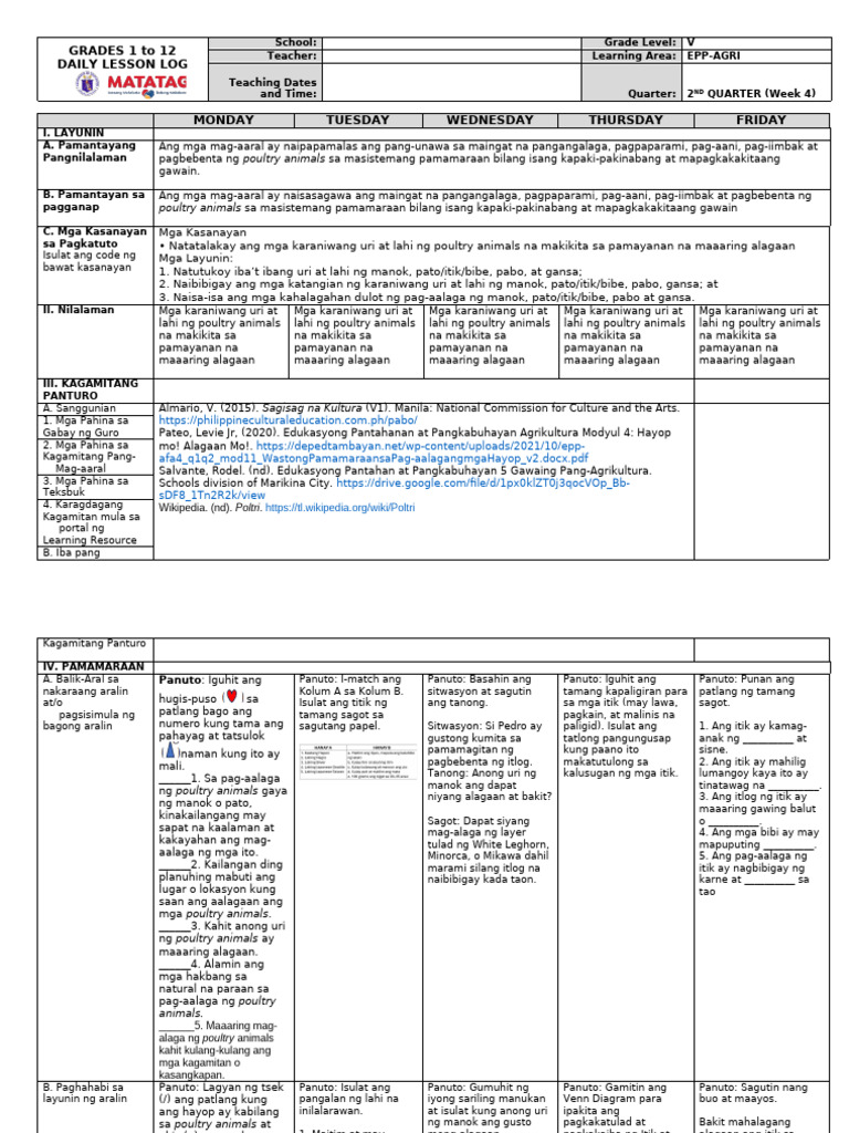 DLL Epp Agri 5 q2 w4 | PDF