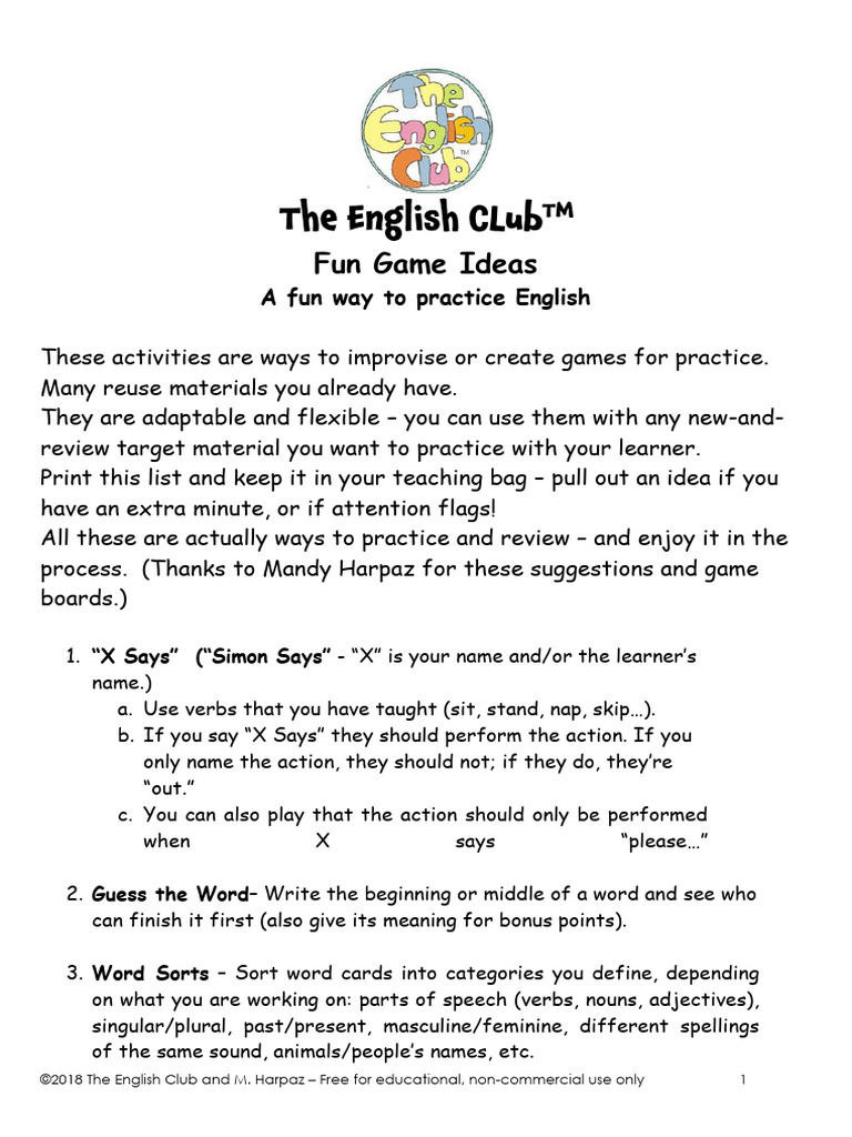 Games and Activities For Any Lesson | PDF | Grammatical Gender | Grammar