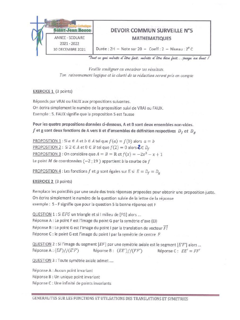 21 DEV5 MATH 2C StJBosco | PDF