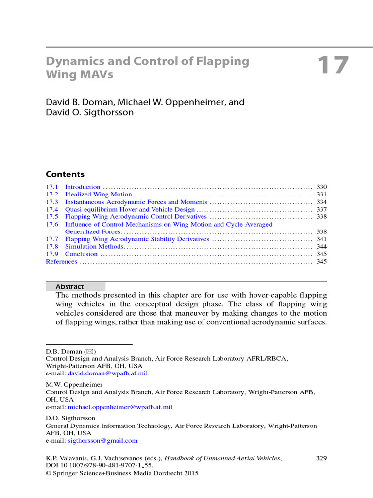 Dynamics and Control of Flapping Wing MAvs | PDF | Aircraft | Force