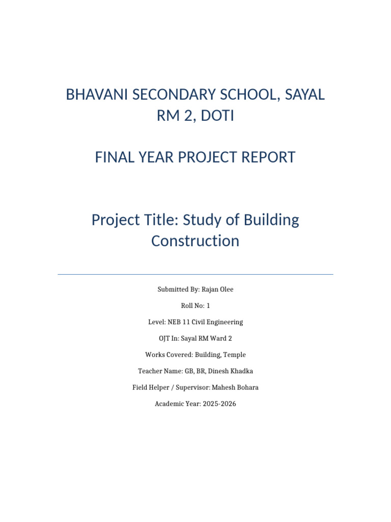 NEB11 Building Project Report | PDF