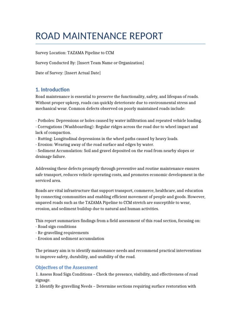 Road Maintenance Report Updated | PDF | Road | Erosion