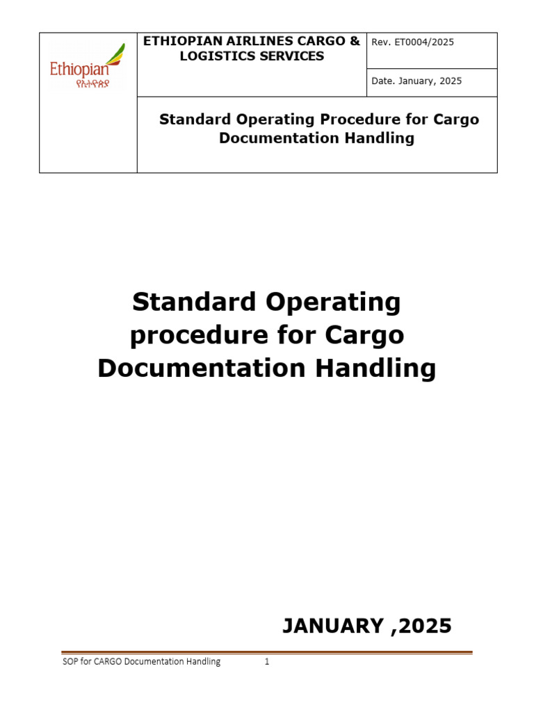 Ethiopian Cargo Documentation Handling Standard Operating Procedure ...