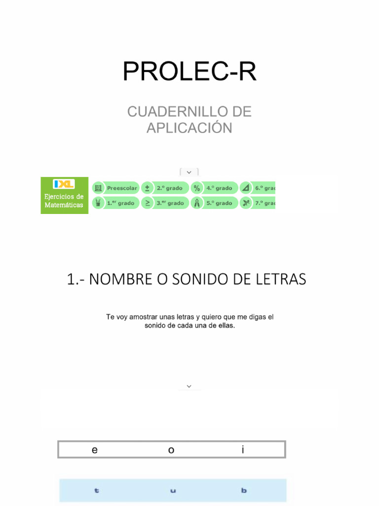 PROLEC-R_ Cuadernillo de Aplicación para Evaluación de Lectura | PDF
