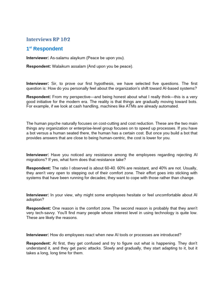 Interviews RP 1&2 | PDF | Artificial Intelligence | Intelligence (AI ...