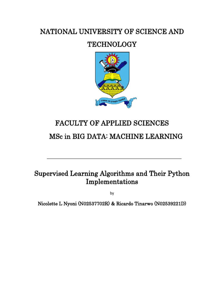 Supervised Learning Algorithms. Nicolette and Ricardo. | PDF | Machine ...