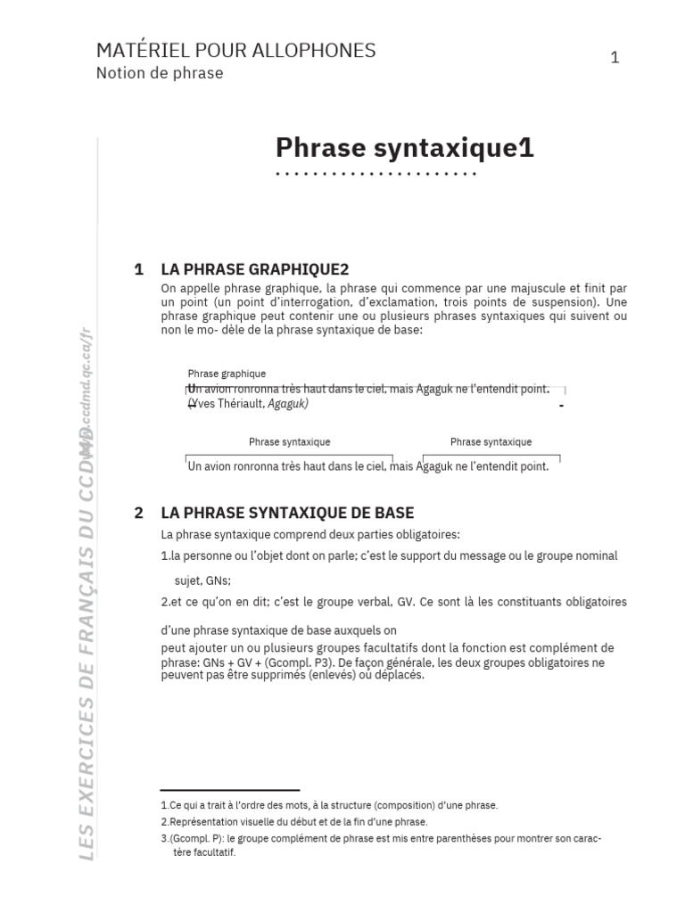 Exercices, Module 2 PDF | PDF | Phrase | Linguistique