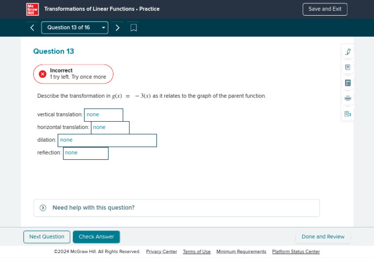 Question 13 - Transformations of Linear Functions • Practice | PDF