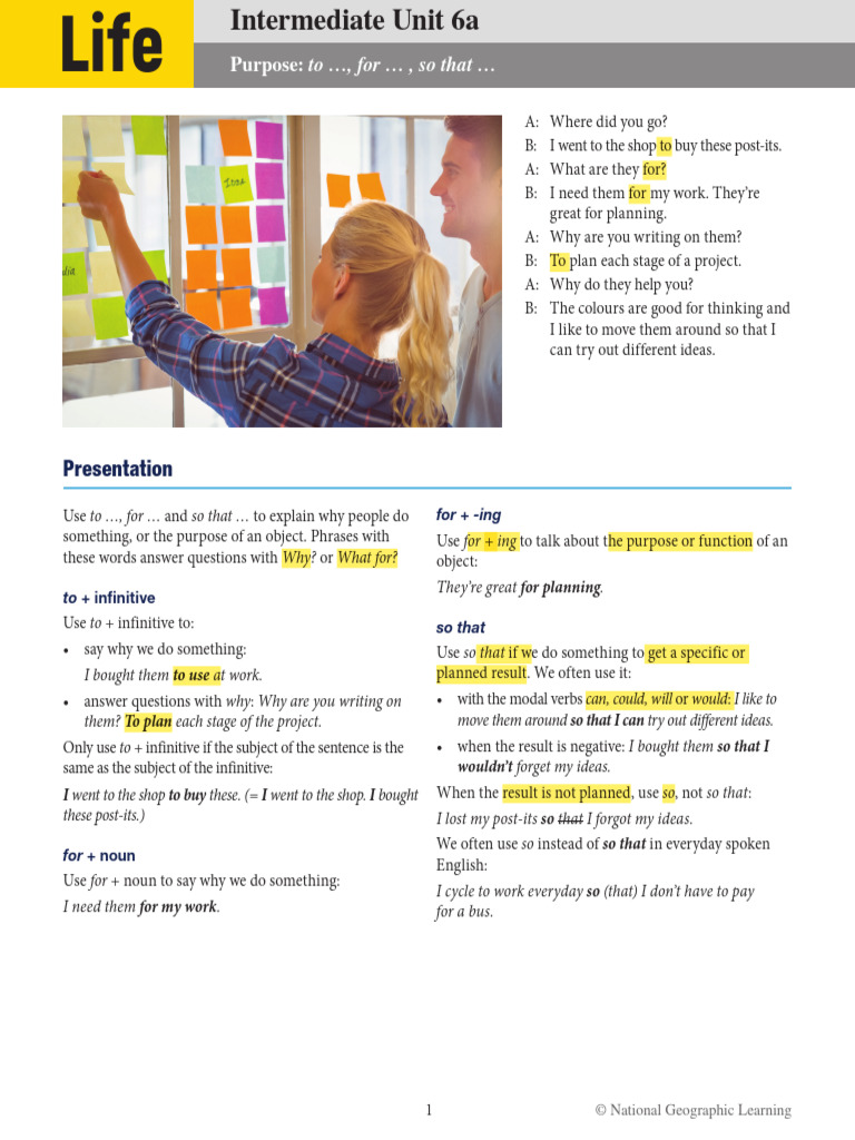 86541 Intermediate GW 06a | PDF | Subject (Grammar) | Verb
