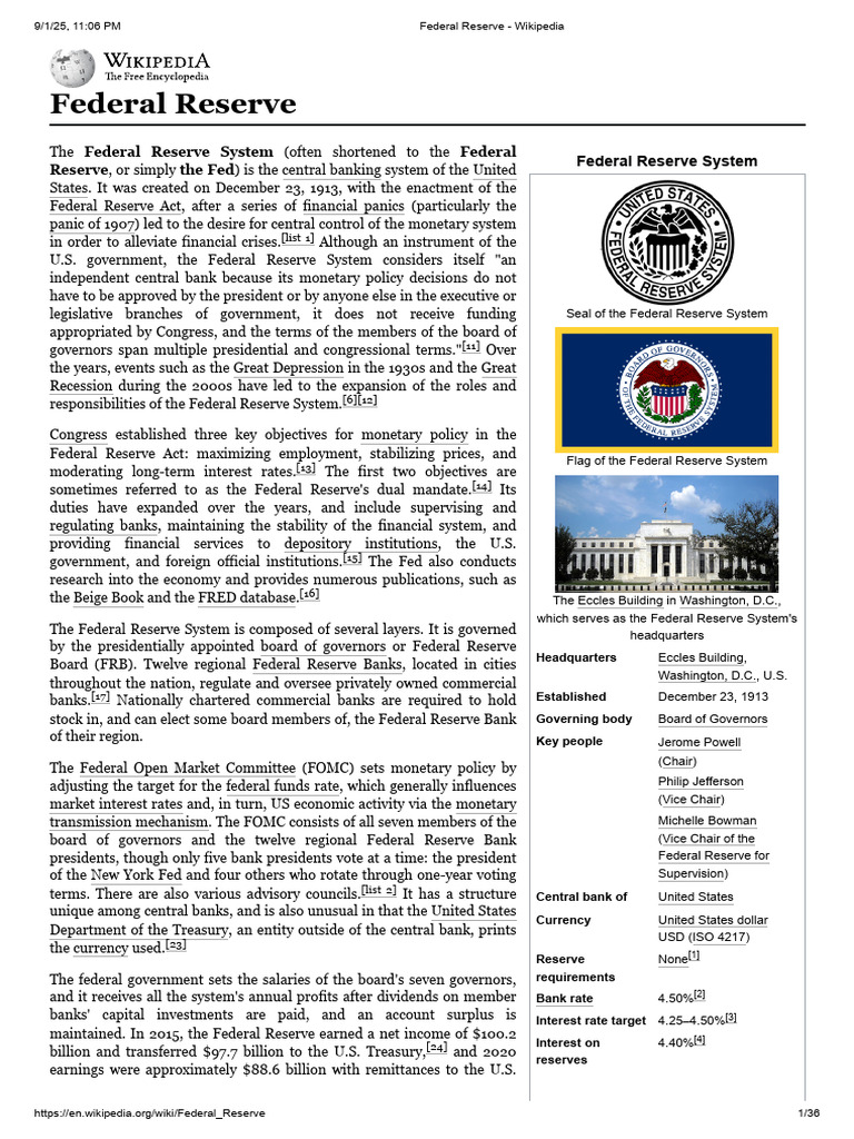 Federal Reserve | PDF | Federal Reserve | Federal Reserve Board Of ...