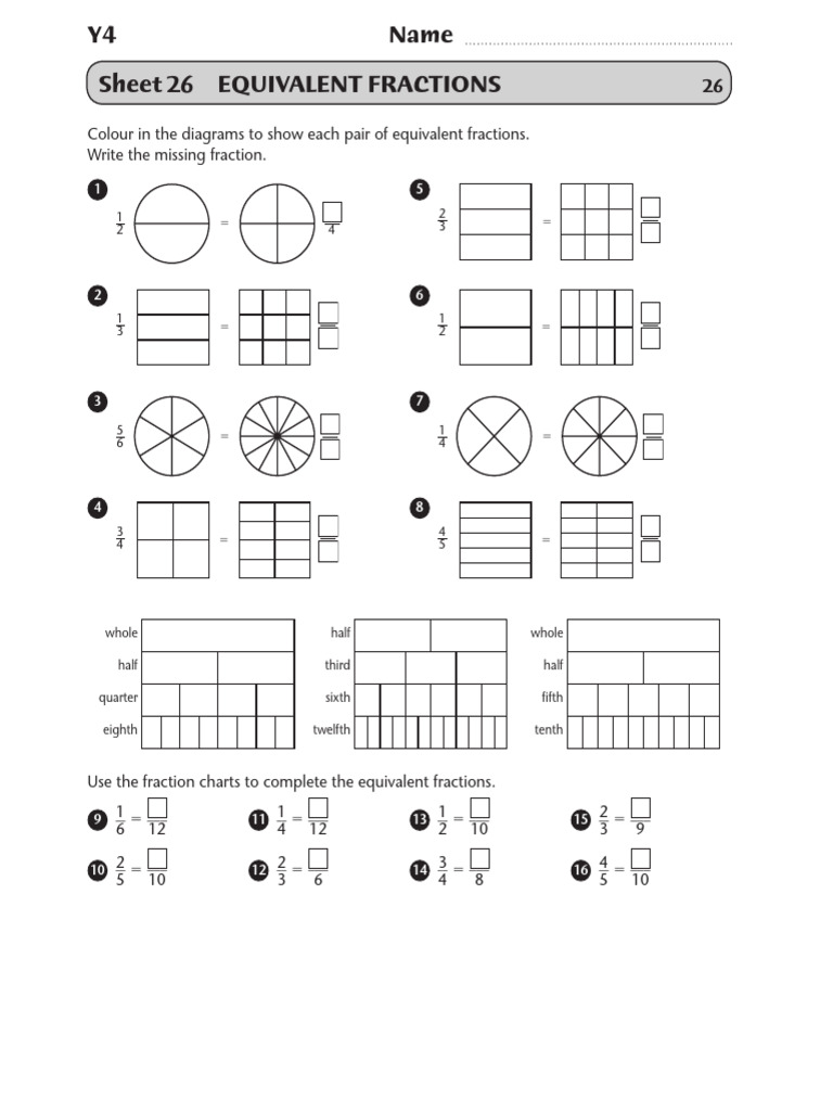 Colour in The Diagrams To Show Each Pair of Equivalent Fractions. Write ...