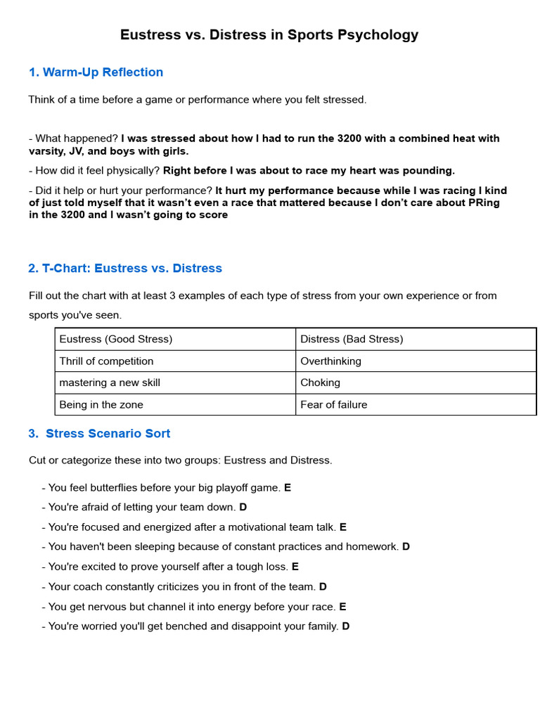 Copy of Eustress vs Distress | PDF | Stress (Biology) | Psychology