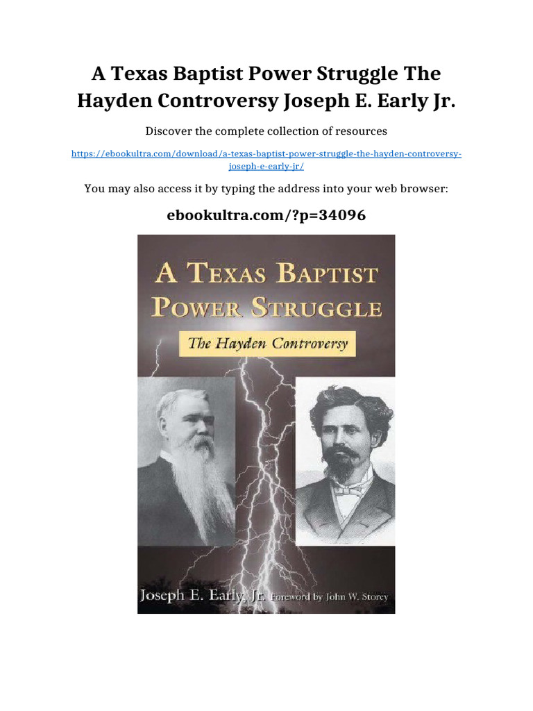 A Texas Baptist Power Struggle The Hayden Controversy Joseph E. Early ...