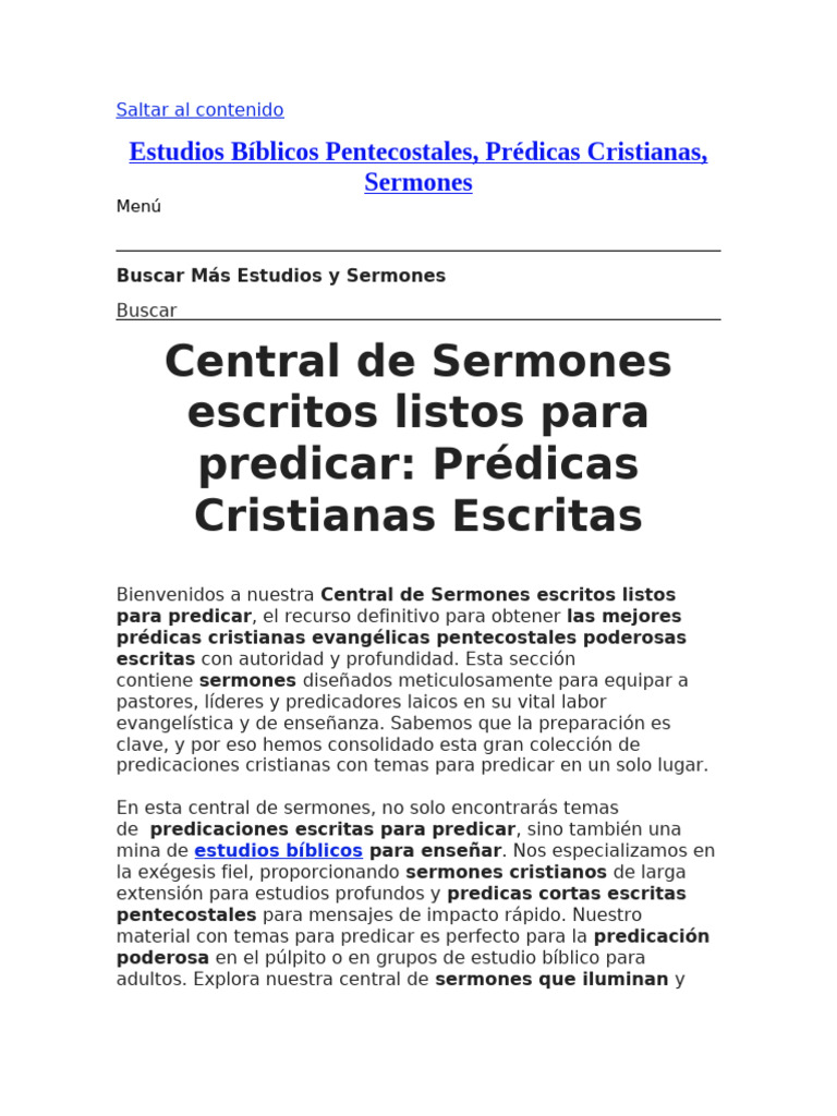Central de Sermones Escritos Listos para Predicar: Prédicas Cristianas Escritas | PDF | Sermón ...