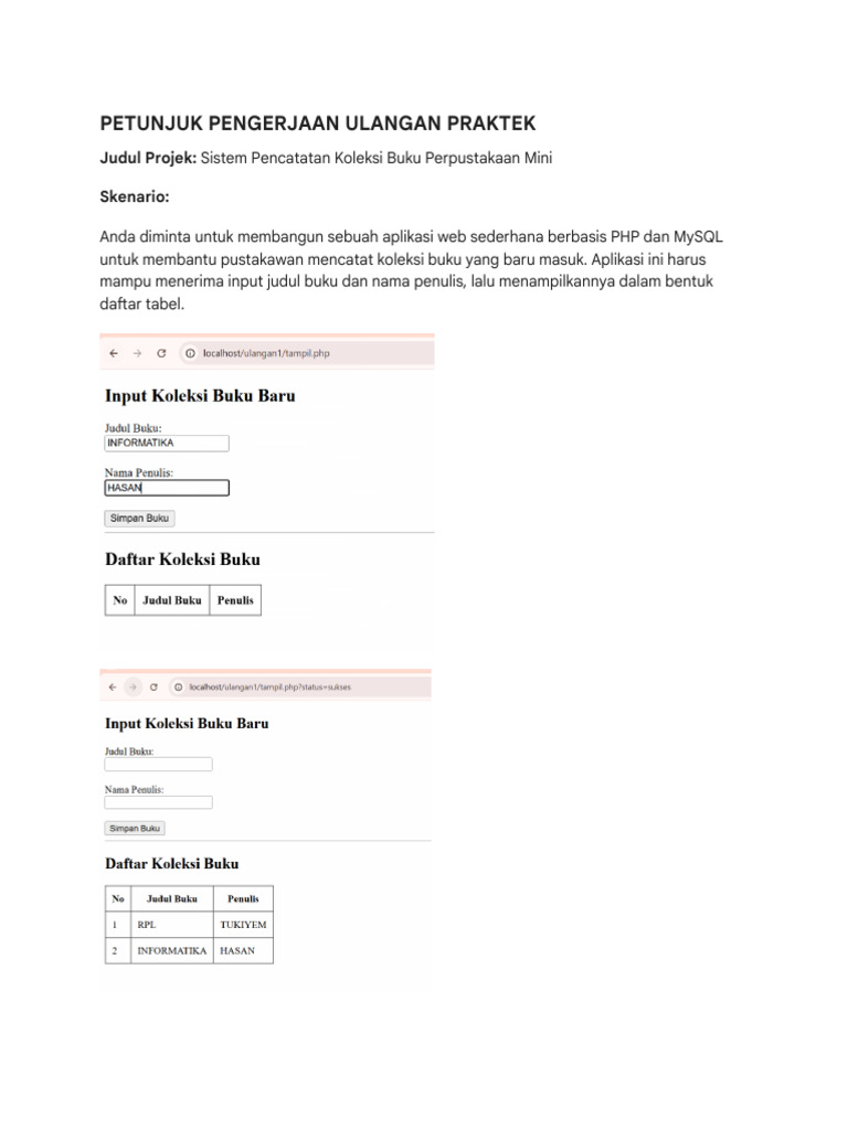 Soal Praktek PHP MySQL Perpustakaan | PDF