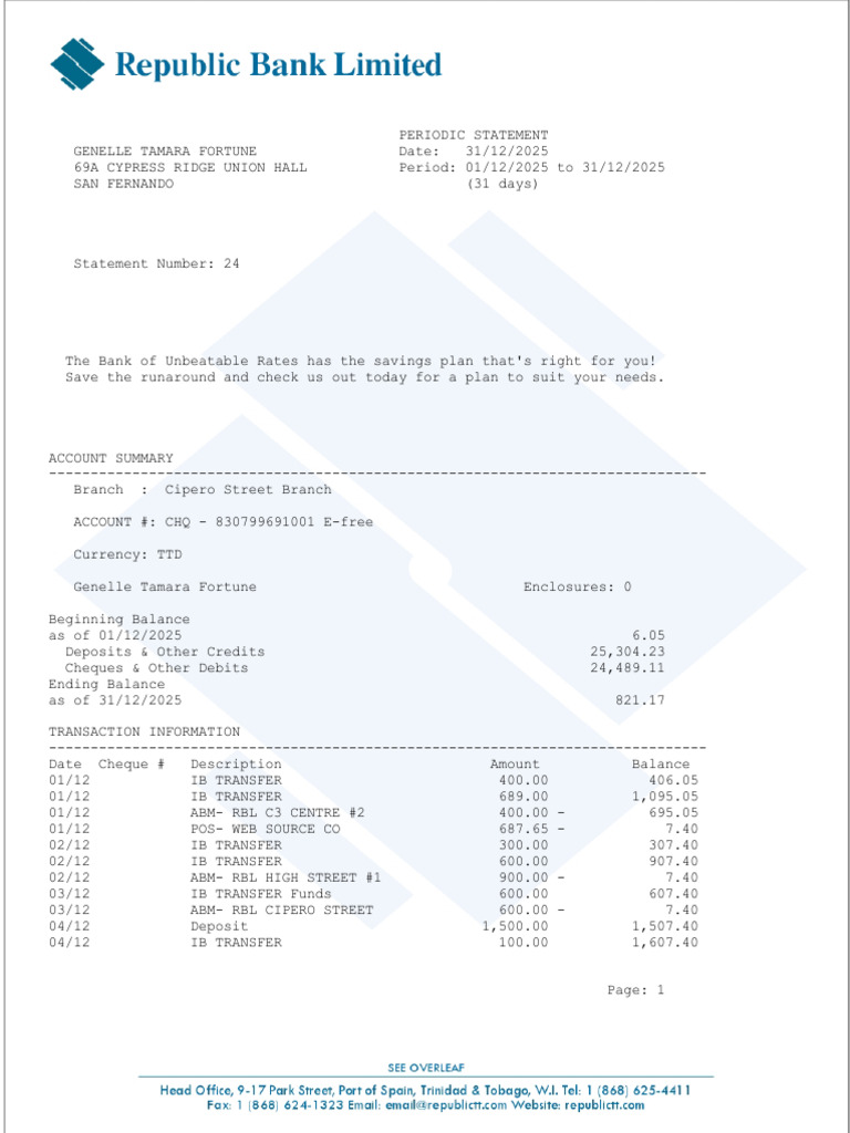Bank Statements (1) | PDF | Cheque | Banks