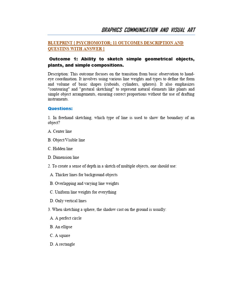 Communication and Visual Art Blueprint | PDF | Line (Geometry) | Drawing