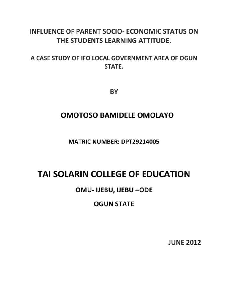 Parental Socio-Economic Status Impact on Learning | PDF | Socioeconomic ...