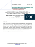 Development and Validation of Derivative Spectrophotometric Method for Determination of Entacapone in Pharmaceutical Formulation