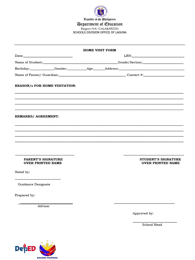 Home Visitation Form | PDF