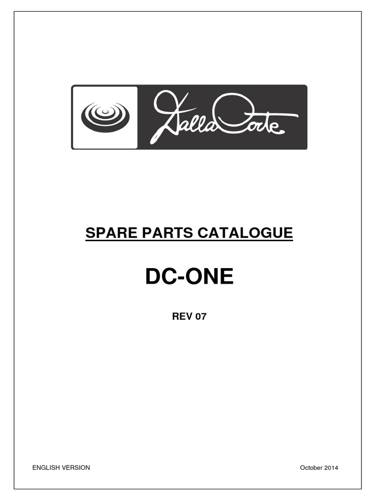 DC ONE Spare Parts Catalogue 2014 Rev 7 | PDF | Screw | Equipment