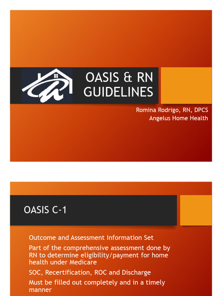 Oasis Rn Guidelines - Angelus Home Health | PDF | Wound | Diseases And ...