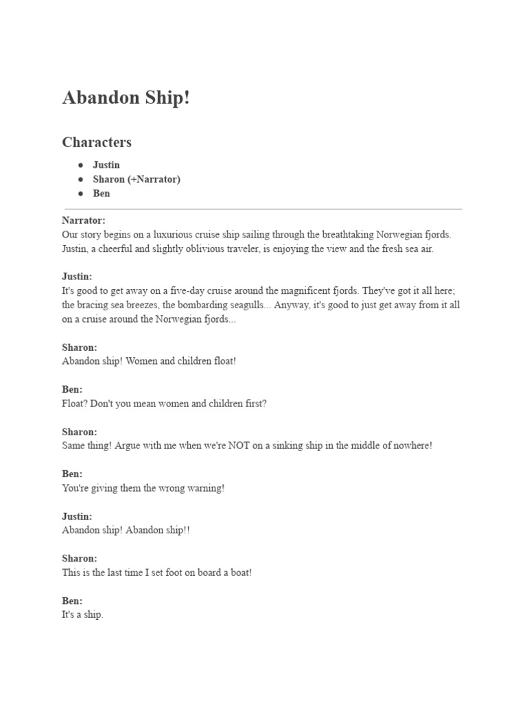 Abandon Ship (English Script) | PDF