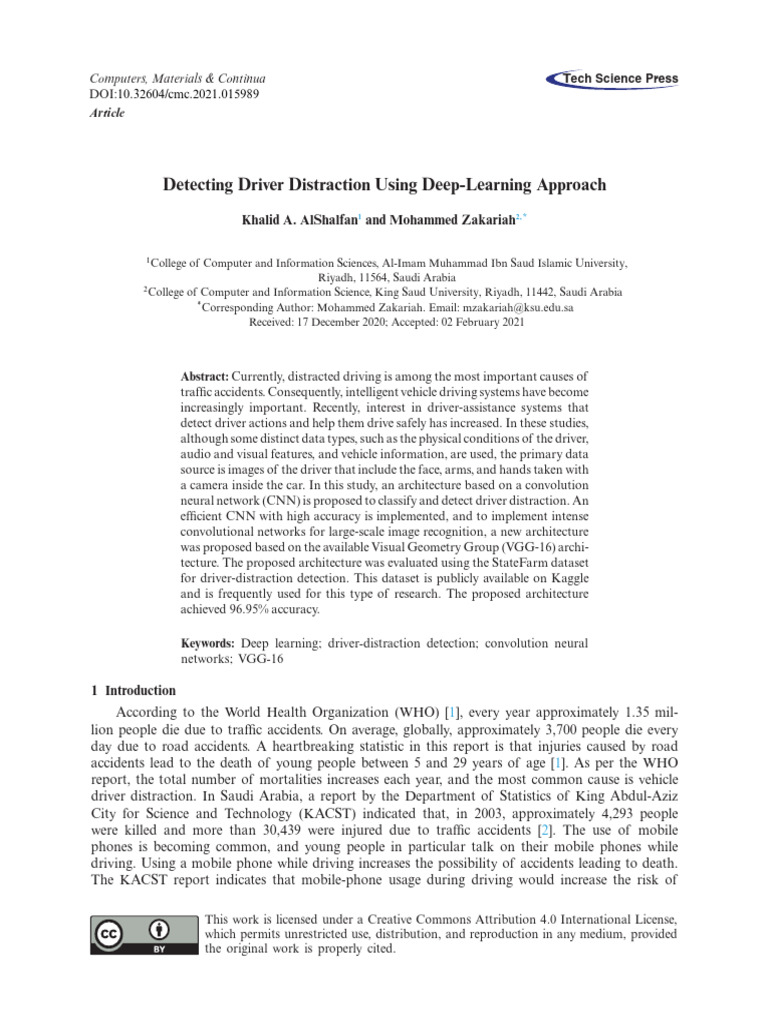 Detecting Driver Distraction Using Deep-Learning A | PDF | Applied ...